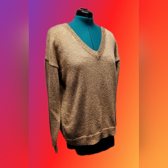 Michael Kors Metallic Pullover V Neck Sweater - Picture 3 of 9